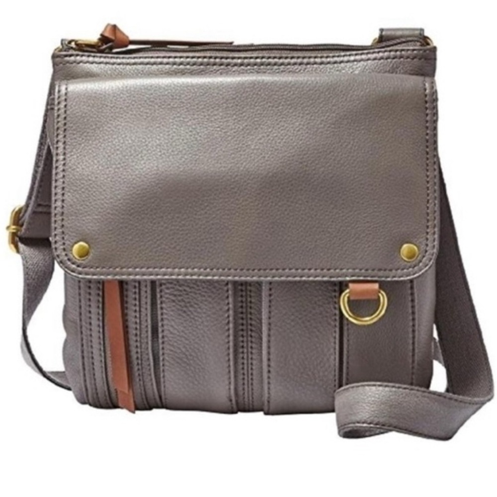 Fossil Morgan Traveler crossbody bag in pebbled leather.